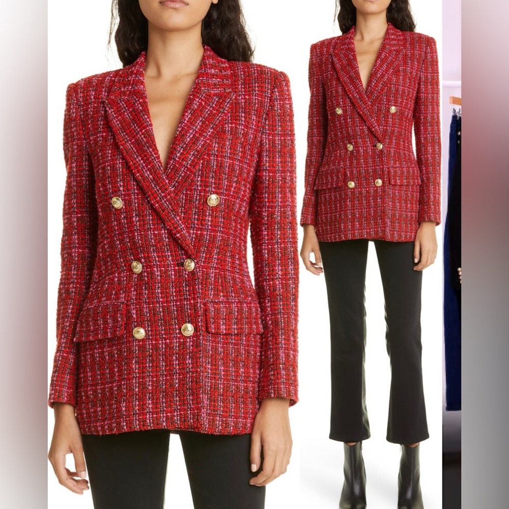 NWT Derek lam red tweed blazer